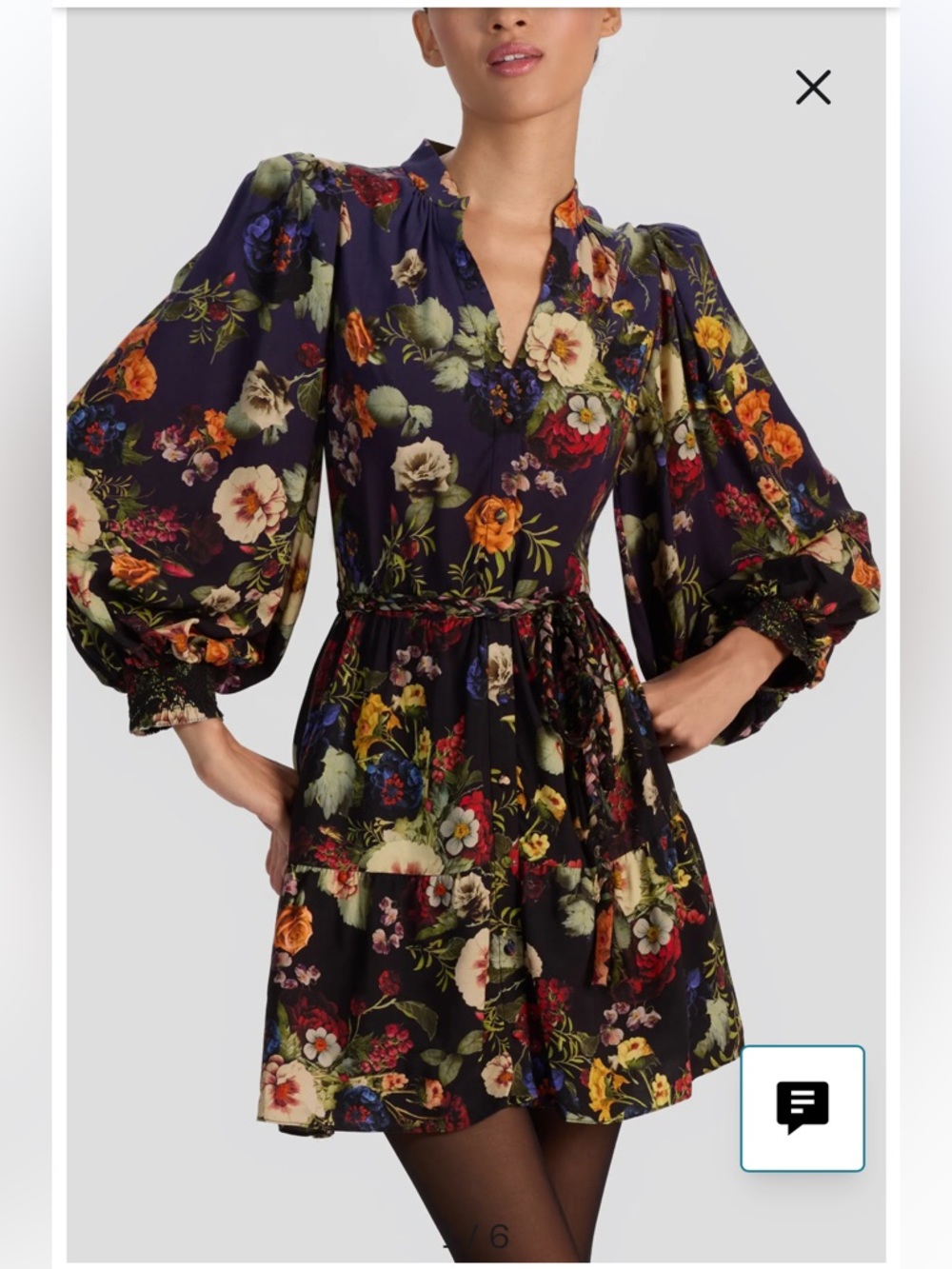NWT Alice & Olivia MAGIC GARDEN ANOTOINETTE LS BUTTON UP MINI DRESS Size 2
